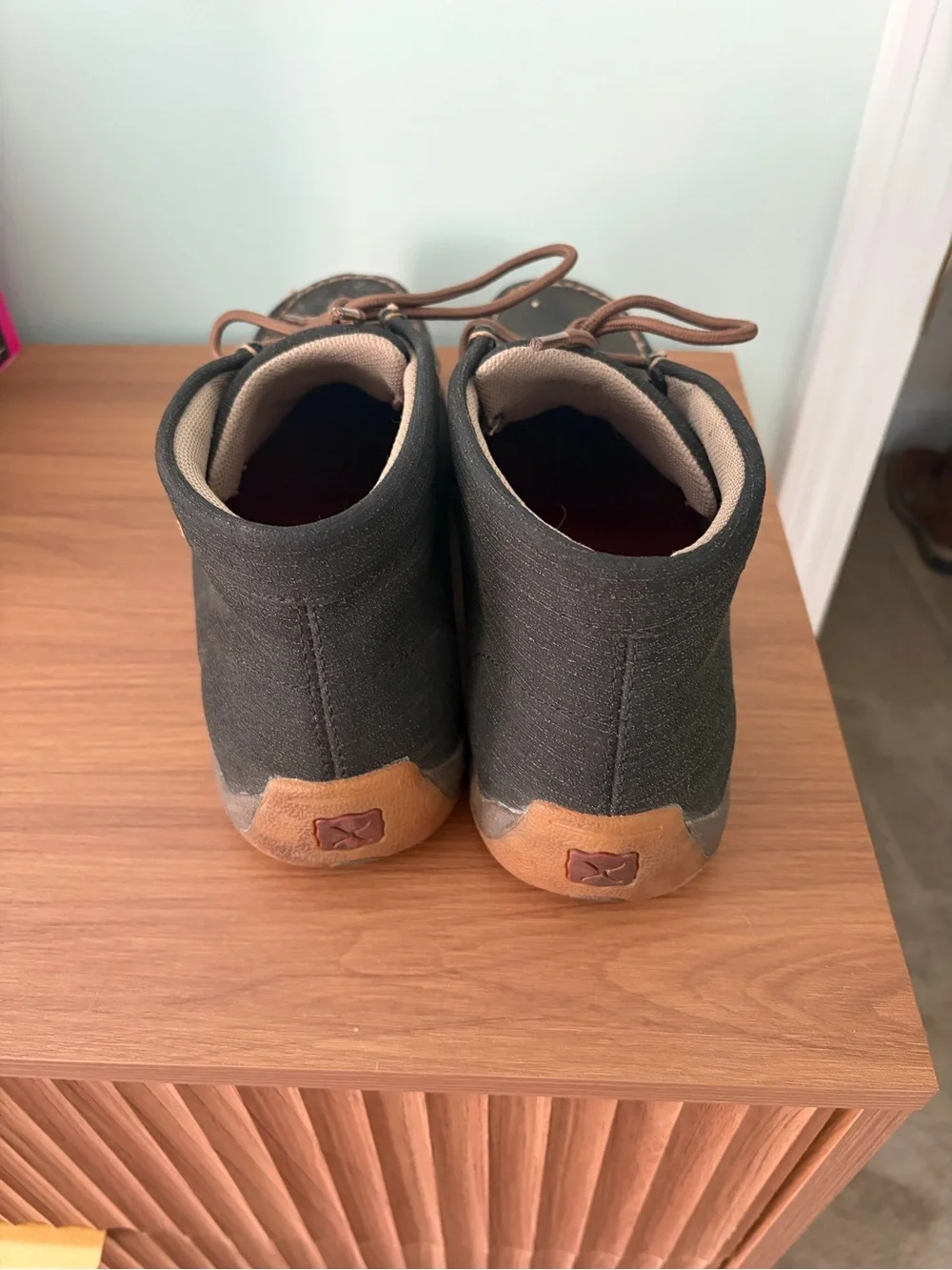 Twisted X Black Canvas Moc Toe Shoes with Brown Soles